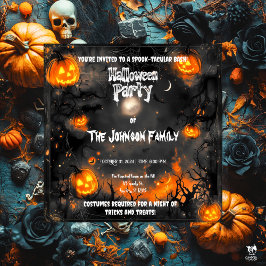 Convites Festa de Halloween Assombrada com Jack Brilhante