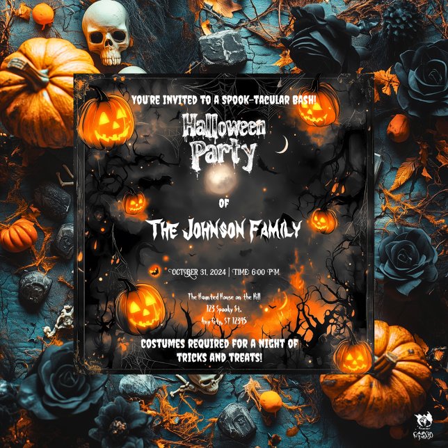 Convites Festa de Halloween Assombrada com Jacks Luminosos (Criador carregado)