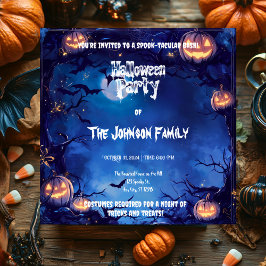 Convites Festa de Halloween Assombrada Escura com Pumpkins