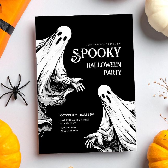 Convites Festa de Halloween assustadora à noite com dois fa (Criador carregado)