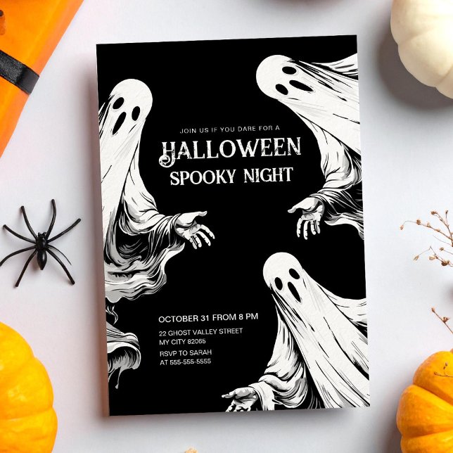Convites Festa de Halloween assustadora à noite com dois fa (Criador carregado)