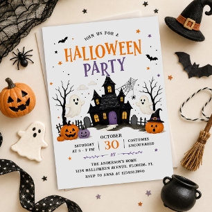 Convites Festa de Halloween Assustadora de Crianças Fofas