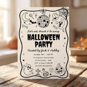 Convites Festa de Halloween Assustadora Espetacular Groovy