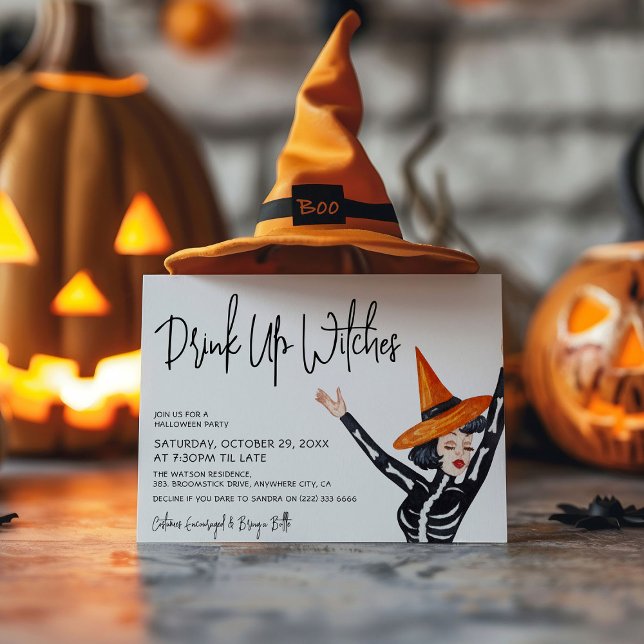 Convites Festa de Halloween 'Beba até o Fim Bruxas' para Ga (Criador carregado)
