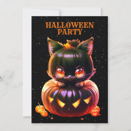 Convites Festa de Halloween Black Cat Pumpkin Horror Assust