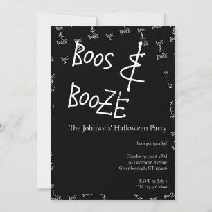 Convites Festa de Halloween Boos e Bebida Preta e Branca