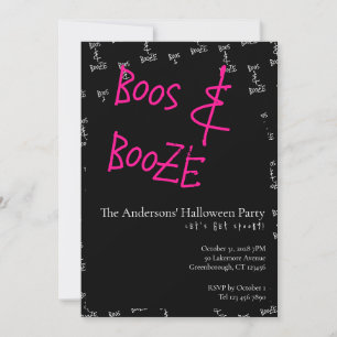 Convites Festa de Halloween Boos e Bebidas Rosa Preto e Bra