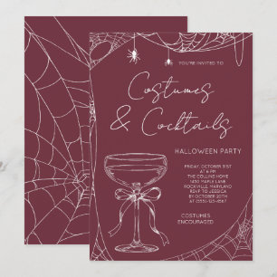 Convites Festa de Halloween Burgundy Costumes e Cocktails