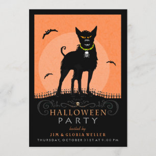 Convites Festa de Halloween - Cão Assustador debaixo da Lu