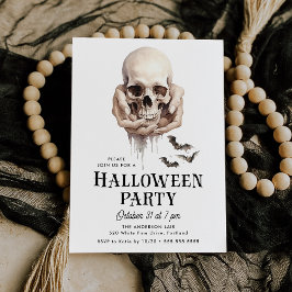 Convites Festa de Halloween Caveira Assustadora nas Mãos