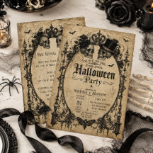 Festa de Halloween Caveira Gótica Vintage Elegante