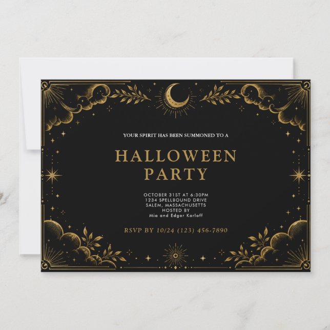 Convites Festa de Halloween Celestial Elegante  (Frente)