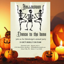 Festa de Halloween com Esqueleto Preto Dançando Di