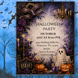 Convites Festa de Halloween com Máscara Fantasmagórica
