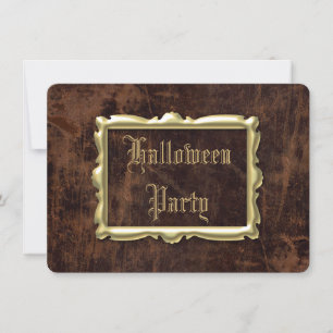 Convites Festa de Halloween com visual de couro vintage