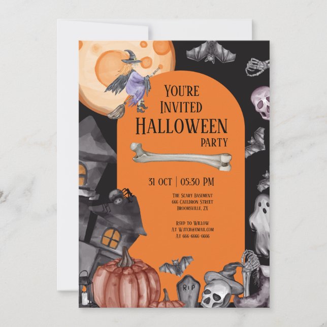 Convites Festa De Halloween Coma Bebida Assustadora (Frente)