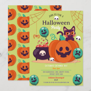 Convites Festa de Halloween convida Fantasmas Pumpkins Cats