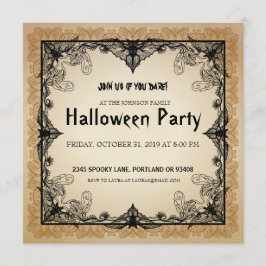 Convites Festa de Halloween Convidando Gatinhos Vintage