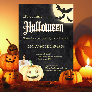Convites Festa de Halloween Corporativa Simples em Preto e