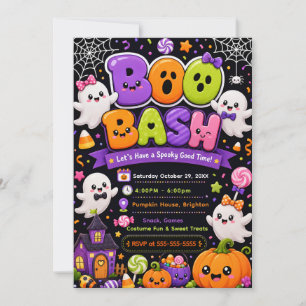 Convites Festa de Halloween Cute Boo Bash
