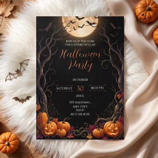 Convites Festa de Halloween da Abóbora da Lua Escura