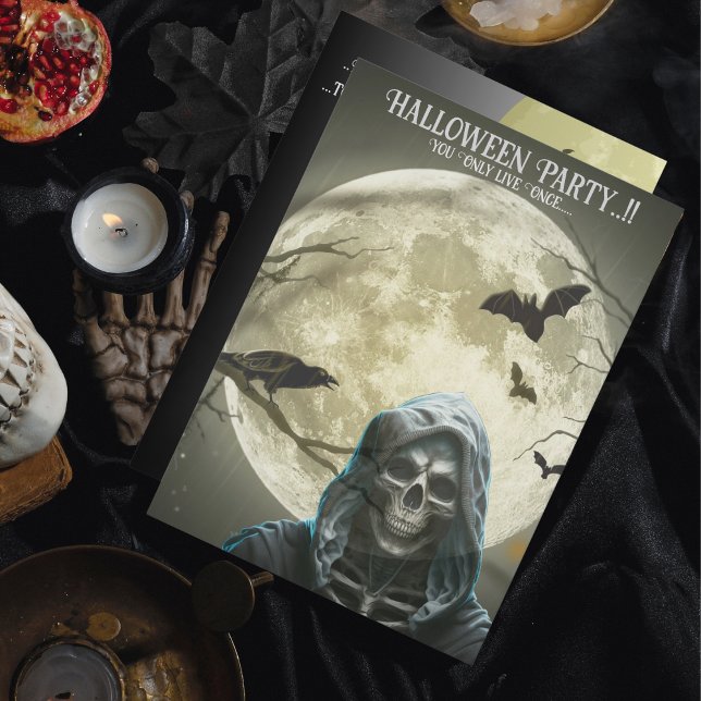 Convites Festa de Halloween da Grim Reaper (Grim Reaper Halloween Party Invitation)