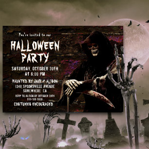 Convites Festa de Halloween da Grim Reaper
