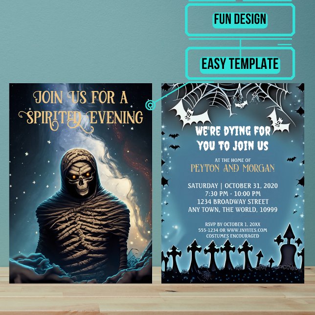Convites Festa de Halloween da Múmia Assustadora (Use these awesome invitations to get your guest in the mood right away. )