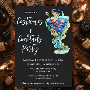 Convites Festa de Halloween da Skull Martini com Fantasias