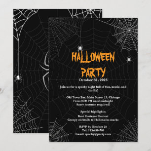 Convites Festa de Halloween da Tipografia da Web Black Spid