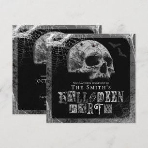 Convites Festa de Halloween da Viúva Negra Caveira e Teias 