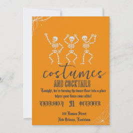 Convites Festa de Halloween Dança Caveira Gótica Retrô