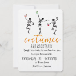 Convites Festa de Halloween Dança Caveira Gótica Retrô