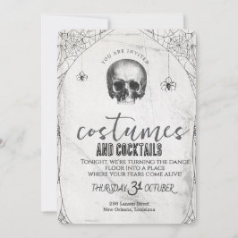 Convites Festa de Halloween Dança Caveira Gótica Retrô