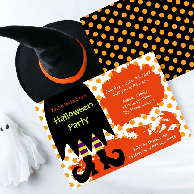 Convites Festa de Halloween das Bruxas (A bewitching Halloween party invite perfect for kids and adults.)