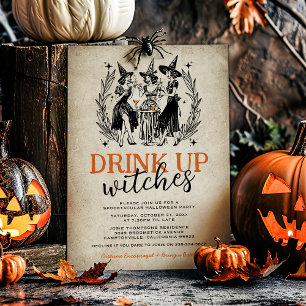 Convites Festa de Halloween das Bruxas Vintage Drink Up Gir