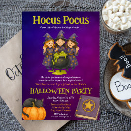 Convites Festa de Halloween das Crianças Hocus Pocus