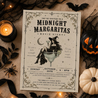 Convites Festa de Halloween das Margaritas da Meia-Noite Gó