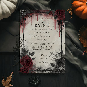Convites Festa de Halloween das Rosas de Sangue Góticas
