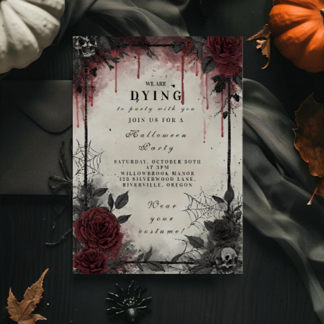 Convites Festa de Halloween das Rosas de Sangue Góticas (Criador carregado)