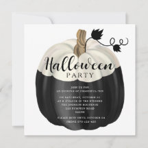 Festa de Halloween de Abóbora Preta e Branca Elega