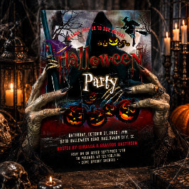 Convites Festa de Halloween de Adultos Assustadores com Fan