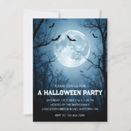 Convites Festa de Halloween de Bats Moonlit