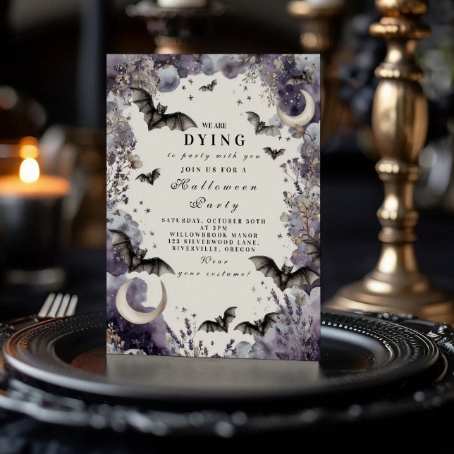 Convites Festa de Halloween de Bats Moonlit (Criador carregado)