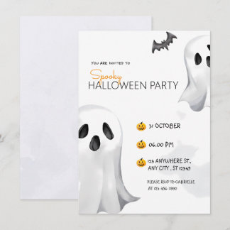 Convites Festa de Halloween de Black Watercolor Encantadora