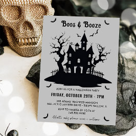 Convites Festa De Halloween De Boos E Booze Cinzas