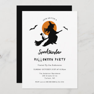 Convites Festa de Halloween de bruxa Voadora Spooktacular