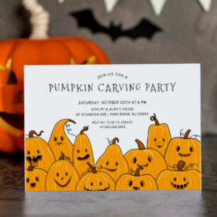 Convites Festa de Halloween de Carvação de Abóbora Bonita
