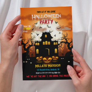 Convites Festa de Halloween de Casa Assombrada Spooky