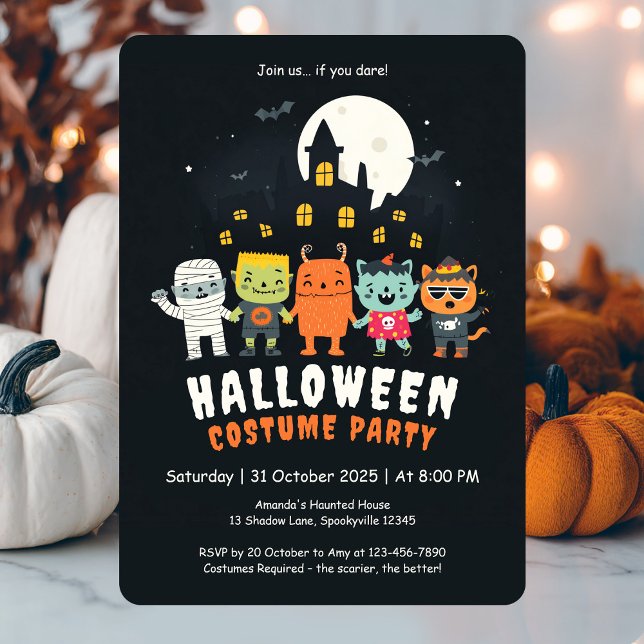 Convites Festa de Halloween de Figurino Bonito (Cute Costume Halloween Party Invitation)